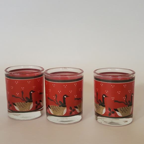 Crowning Touch Glass and Painted Geese and ribbon votive Candle holders Lot of 3 - Picture 1 of 6